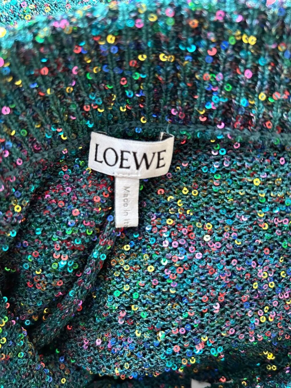 Loewe Women's Sz M Knotted-Hem sequined knitted midi skirt Glittery Maxi - Picture 6 of 16